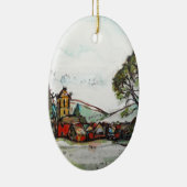 牧歌的なブリティッシュビレッジスケッチ セラミックオーナメント (右)