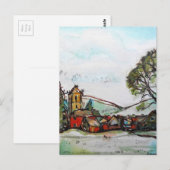 牧歌的なブリティッシュビレッジスケッチ ポストカード (正面/裏面)