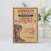 牧歌的なブーツ ウェスタンカウボーイ 卒業式 招待状 (スタンド正面)