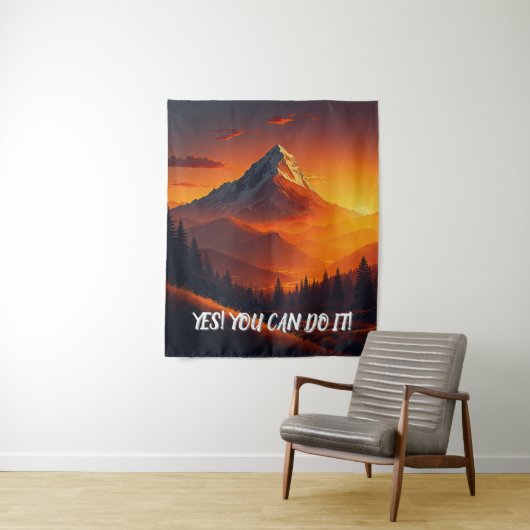 牧歌的な夕焼けの山岳風景 タペストリー (インサイチュ)