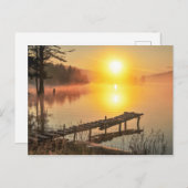 牧歌的な日の出 | Misty Mountain Lake，ブルガリア ポストカード (正面/裏面)