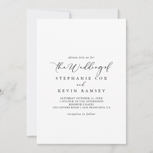 牧歌的な書スタイリッシュ道の結婚作品 招待状 (正面)