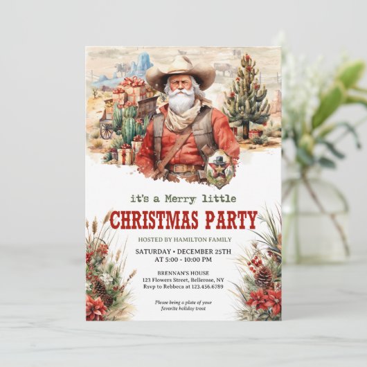 牧歌的な水の色の野生の西サンタカウボーイ 招待状 (スタンド正面)