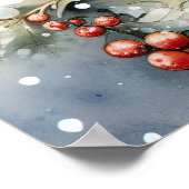 牧歌的な水の色クリスマタスのシーン2つのロビン ポスター (角)