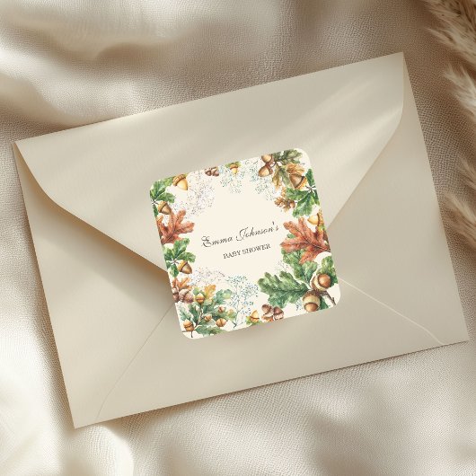 牧歌的な秋の森のベビーシャワー スクエアシール