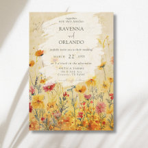牧歌的な秋の色とりどりの野の花の草原の結婚式