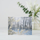 牧歌的な自然の冬の風景 ポストカード (スタンド正面)
