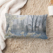 牧歌的な自然の冬の風景 ランバークッション (ブランケット)