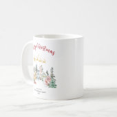 牧歌的な雪の家のクリスマス家族の休日 コーヒーマグカップ (正面左)