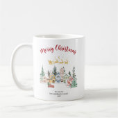 牧歌的な雪の家のクリスマス家族の休日 コーヒーマグカップ (左)