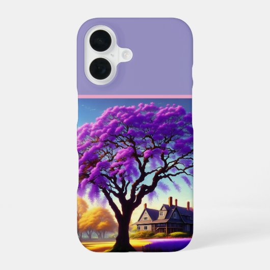 **"牧歌的な静けさ：紫のジャカランダの抱擁" iPhone 16ケース (裏面)