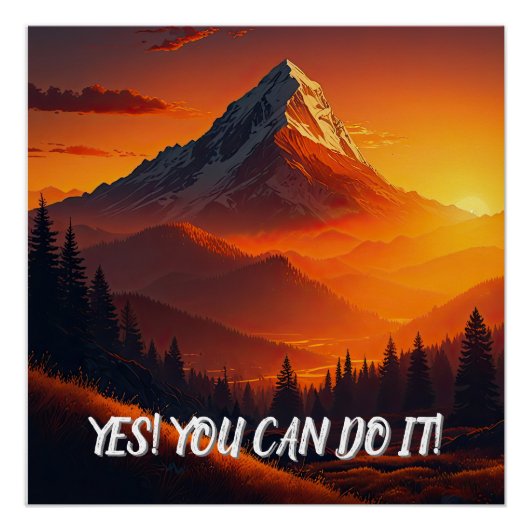 牧歌的サンセットマウンテンランドスケープ ポスター (正面)