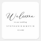 牧歌的スタイリッシュ書の結婚歓迎 スクエアシール (正面)