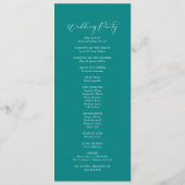 牧歌的スタイリッシュ書道ティール（緑がかった色）結婚ズ プログラム (裏面)
