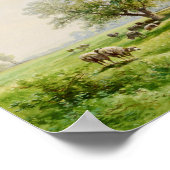 牧歌的ランドスケールウェーバーファインアート水彩画 ポスター (角)