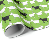 牧畜の羊の黒と白の緑のラップ ラッピングペーパー (ロールコーナー)