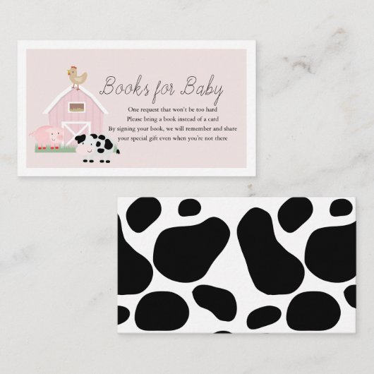 牧畜納屋周囲の庭赤ちゃんシャワー用ピンクブック エンクロージャーカード (正面/裏面)