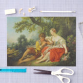 牧羊女とパイプを吹く牧羊男 フランソワ・ブーシェ 薄葉紙 (クラフト)