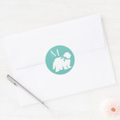 牧羊犬の子犬の古い英語の羊の犬 ラウンドシール (封筒)