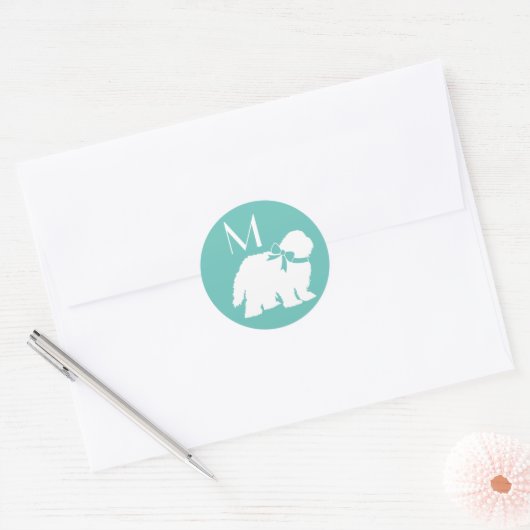 牧羊犬の子犬の古い英語の羊の犬 ラウンドシール (封筒)