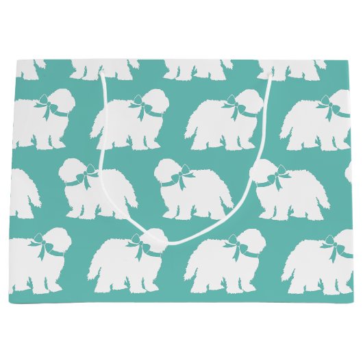 牧羊犬の子犬の古い英語の羊の犬 ラージペーパーバッグ (正面)