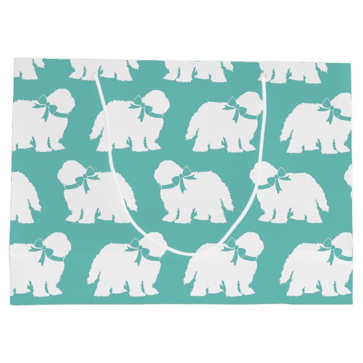 牧羊犬の子犬の古い英語の羊の犬 ラージペーパーバッグ (裏面)