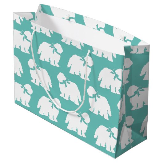 牧羊犬の子犬の古い英語の羊の犬 ラージペーパーバッグ (裏面アングル)