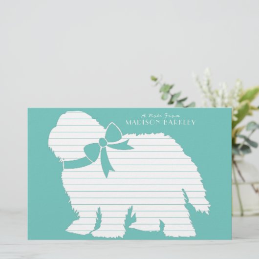 牧羊犬の子犬の古い英語の羊の犬 便箋 (スタンド正面)