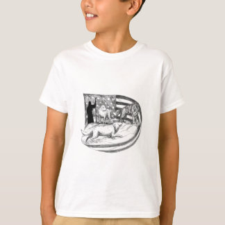 牧羊犬はオオカミの入れ墨からの子ヒツジを保護します Tシャツ