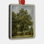 牧草を食べている牛 メタルオーナメント (右)