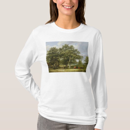 牧草を食べている牛 Tシャツ (正面)