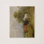 牧草を食べている馬: 分野(油のロバそして子馬 ジグソーパズル (縦)