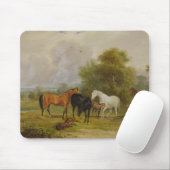 牧草を食べている馬: 分野(油のロバそして子馬 マウスパッド (マウス)