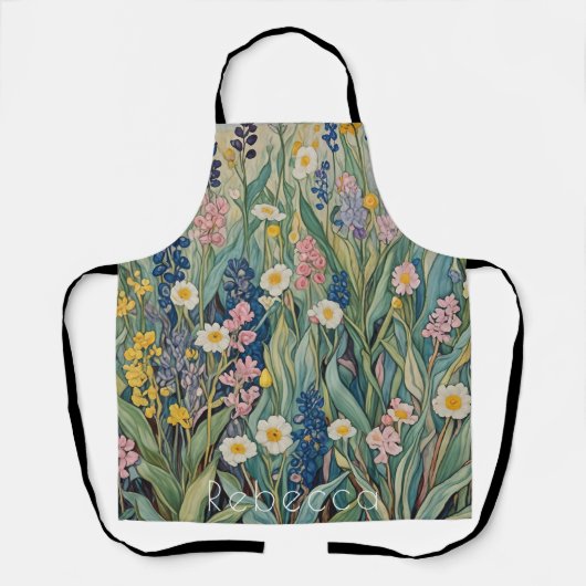 牧草地ささやき：パステルワイルドフラワー エプロン (正面)