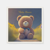 牧草地でテディベア、かわいい赤ちゃんシャワー スタンダードカクテルナプキン (正面)