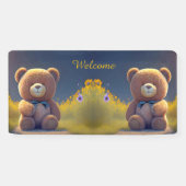 牧草地でテディベア、かわいい赤ちゃんシャワー 横断幕 (横)