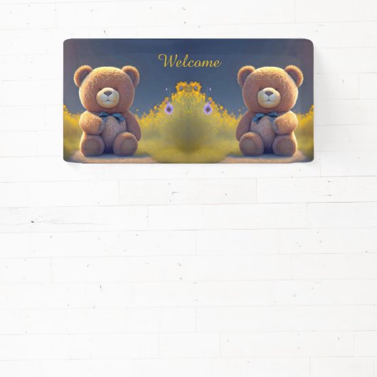 牧草地でテディベア、かわいい赤ちゃんシャワー 横断幕 (インサイチュ)