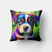 牧草地で可愛いベルネーゼの山犬の子犬 クッション (裏面)