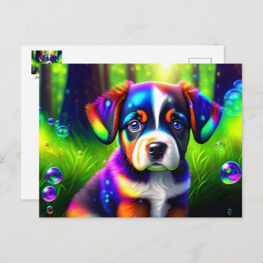 牧草地で可愛いベルネーゼの山犬の子犬 ポストカード (正面/裏面)