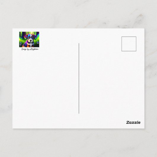 牧草地で可愛いベルネーゼの山犬の子犬 ポストカード (裏面)