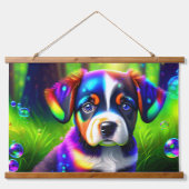 牧草地で可愛いベルネーゼの山犬の子犬 吊り下げ型タペストリー (正面)