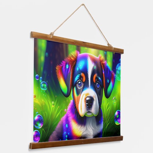 牧草地で可愛いベルネーゼの山犬の子犬 吊り下げ型タペストリー (傾斜あり)