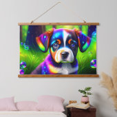 牧草地で可愛いベルネーゼの山犬の子犬 吊り下げ型タペストリー (寝室)