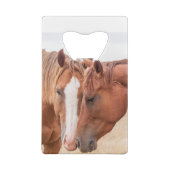 牧草地で生い茂る馬 クレジットカード栓抜き (裏面)