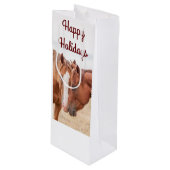 牧草地で生い茂る馬 ワインギフトバッグ (正面アングル)