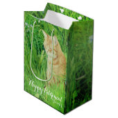 牧草地で眠るジンジャネコ ミディアムペーパーバッグ (正面アングル)