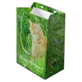 牧草地で眠るジンジャネコ ミディアムペーパーバッグ (裏面アングル)