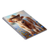 牧草地にカウボーイハットを持つ子牛 ノートブック (右側)