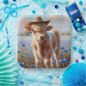 牧草地にカウボーイハットを持つ子牛 ペーパープレート (パーティー)