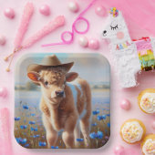 牧草地にカウボーイハットを持つ子牛 ペーパープレート (パーティー)